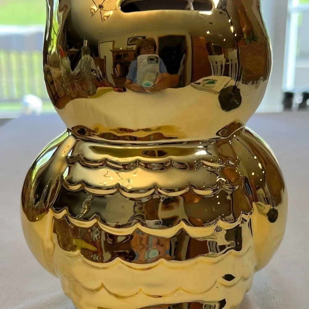Gold Owl Bank Handmade Ceramic Beriwinkle 7.5